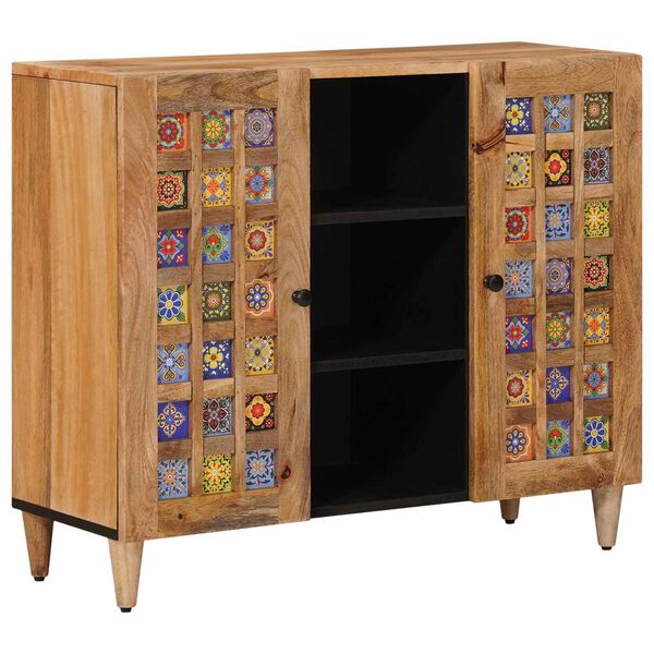 vidaXL Sz&eacute;f polcokkal Term&eacute;szetes 90 x 33,5 x 75 cm T&ouml;m&ouml;r Mang&oacute;f&aacute;t