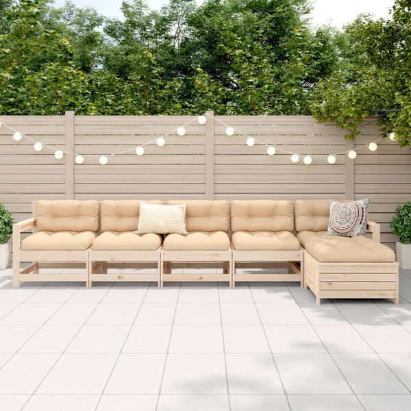 vidaXL 6 r&eacute;szes t&ouml;m&ouml;r fenyőfa kerti kanap&eacute;szett