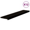 vidaXL l&eacute;pcsőfokok 12 db barna-fekete 120x25x2 cm t&ouml;m&ouml;r fa t&ouml;lgyfa