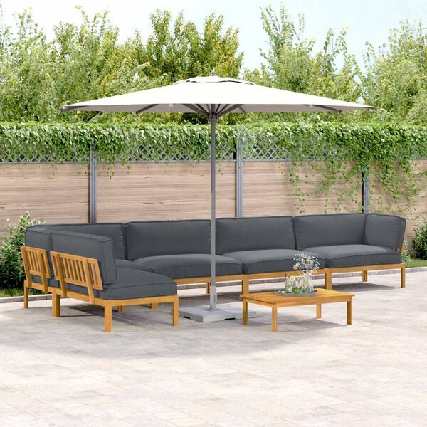 vidaXL Kanap&eacute; Szett p&aacute;rn&aacute;val Egysz&iacute;nű 6 pcs Antracit T&ouml;m&ouml;r Ak&aacute;cfa