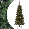 vidaXL Műkar&aacute;csonyfa g&ouml;mbbel 120 cm 150 LED Meleg feh&eacute;r PVC &eacute;s PE Z&ouml;ld