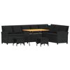 vidaXL 4 r&eacute;szes fekete polyrattan kerti &uuml;lőgarnit&uacute;ra p&aacute;rn&aacute;val L-alak&uacute;
