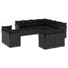 vidaXL 11 r&eacute;szes fekete polyrattan kerti &uuml;lőgarnit&uacute;ra p&aacute;rn&aacute;kkal