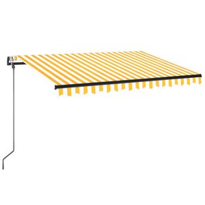 vidaXL s&aacute;rga-feh&eacute;r sz&eacute;l&eacute;rz&eacute;kelős &eacute;s LED-es napellenző 350 x 250 cm