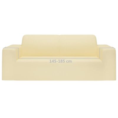 vidaXL 2-személyes krémszínű sztreccs poliészterdzsörzé kanapéhuzat