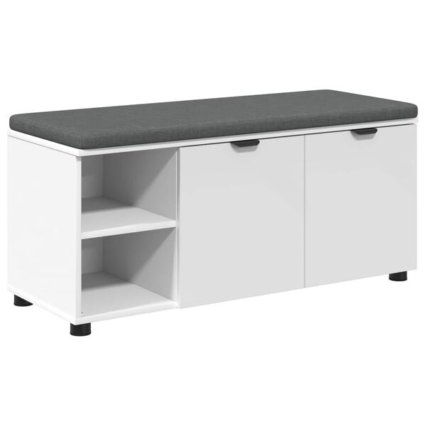 vidaXL Előt&eacute;r pad p&aacute;rn&aacute;val Feh&eacute;r 100 x 38 x 46 cm Műanyag Fa &eacute;s Sz&ouml;vet