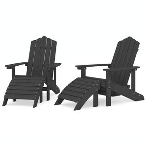 vidaXL 2 db antracitsz&uuml;rke HDPE kerti adirondack sz&eacute;k l&aacute;btart&oacute;val