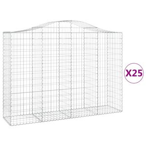 vidaXL 25 db &iacute;ves horganyzott vas gabion kos&aacute;r 200x50x140/160 cm