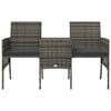 vidaXL 2 szem&eacute;lyes sz&uuml;rke polyrattan kerti kanap&eacute; asztallal/sz&eacute;kkel