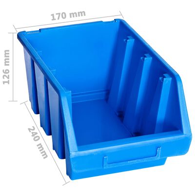 vidaXL 20 db kék műanyag egymásra rakható tárolódoboz