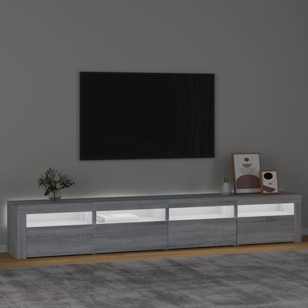 vidaXL szürke sonoma színű TV-szekrény LED-lámpákkal 240x35x40 cm