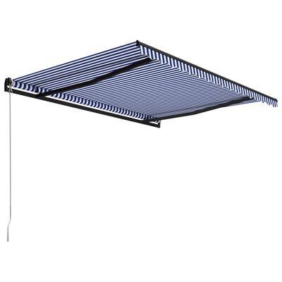 vidaXL kék és fehér kézzel kihúzható napellenző 400 x 300 cm