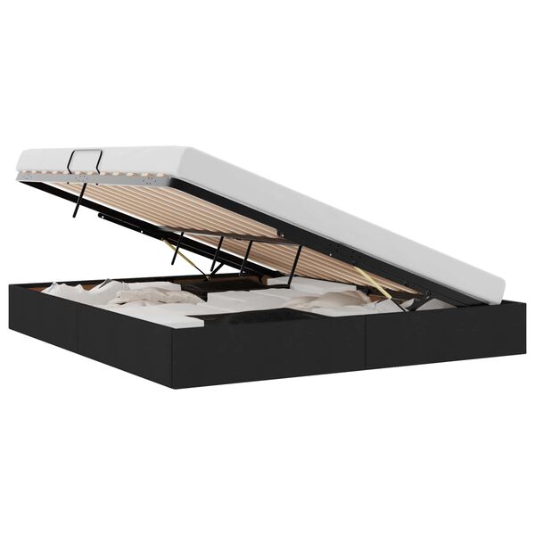 vidaXL T&aacute;rol&oacute;s &Aacute;gy fejt&aacute;ml&aacute;val t&aacute;rol&oacute;val Fekete 180 x 200 cm sz&ouml;vet