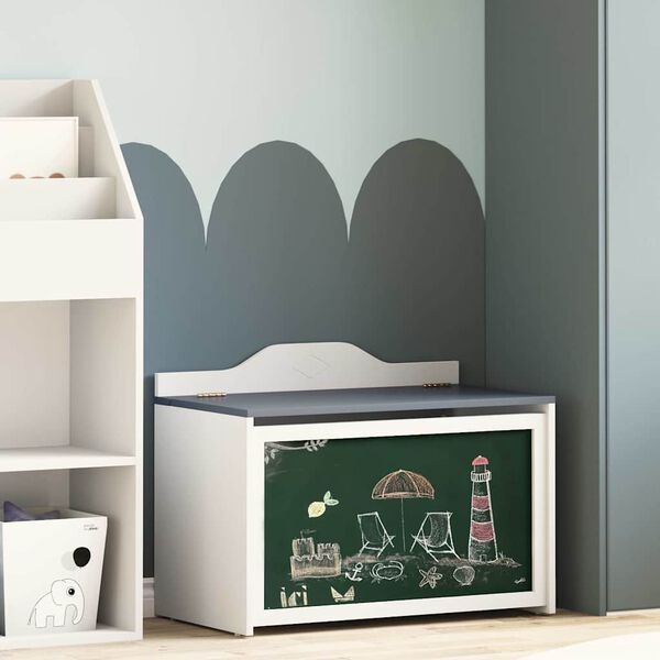 vidaXL T&aacute;rol&oacute; doboz kr&eacute;t&aacute;val a tetej&eacute;n ROROS Sz&uuml;rke &eacute;s Feh&eacute;r Faanyag