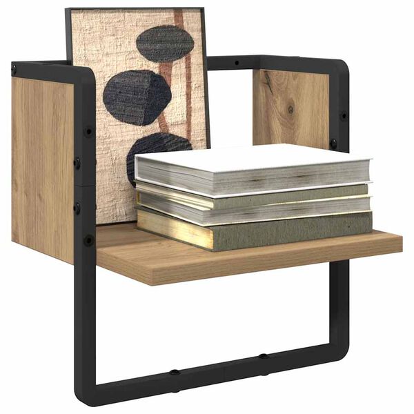 vidaXL Falpolc polcokkal Műv&eacute;szi t&ouml;lgy 30 x 25 x 30 cm Faanyag