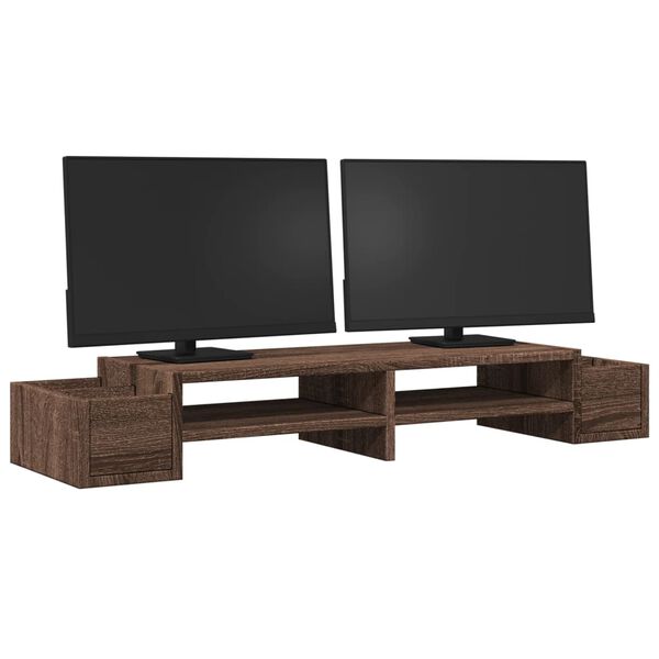 vidaXL barna t&ouml;lgy szerelt fa monitor&aacute;llv&aacute;ny t&aacute;rol&oacute;val 100x27x15 cm