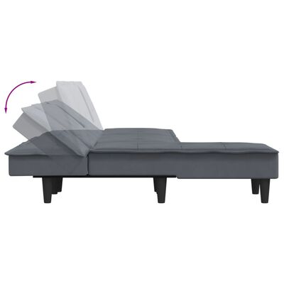 vidaXL sötétszürke L-alakú bársony kanapéágy 255x140x70 cm