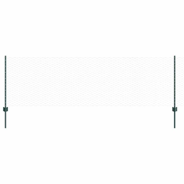 vidaXL Kerítés oszlopokkal Zöld 0,8 x 50 m Acél és PVC