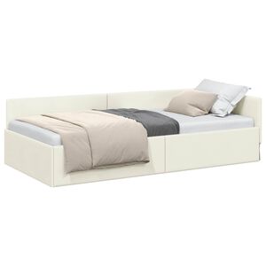 vidaXL Sarok&aacute;gy keret fejt&aacute;ml&aacute;val Kr&eacute;m 80 cm x 200 cm B&aacute;rsony
