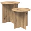 vidaXL Kisasztal k&eacute;szlet 2 db K&eacute;zműves T&ouml;lgy &Oslash; 45 x 45 cm M&eacute;rn&ouml;ki fa