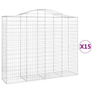 vidaXL 15 db &iacute;ves horganyzott vas gabion kos&aacute;r 200x50x160/180 cm
