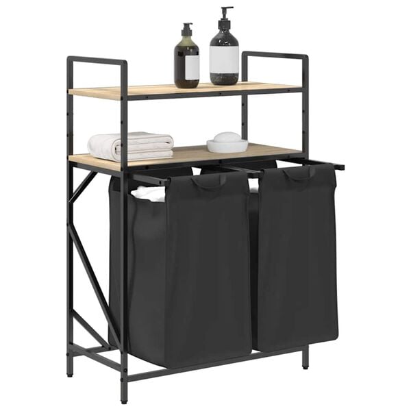 vidaXL sonoma t&ouml;lgy mosodai kos&aacute;r 2 rekeszes polcokkal