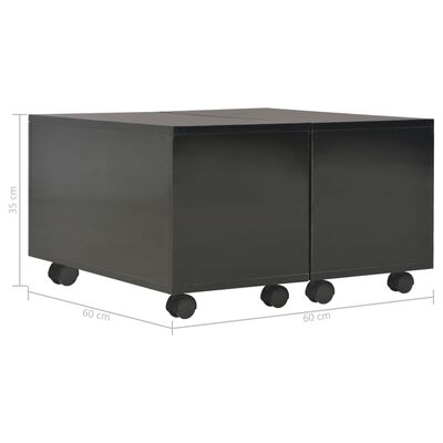 vidaXL magasfényű fekete forgácslap dohányzóasztal 60 x 60 x 35 cm