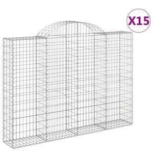 vidaXL 15 db &iacute;ves horganyzott vas gabion kos&aacute;r 200x30x140/160 cm