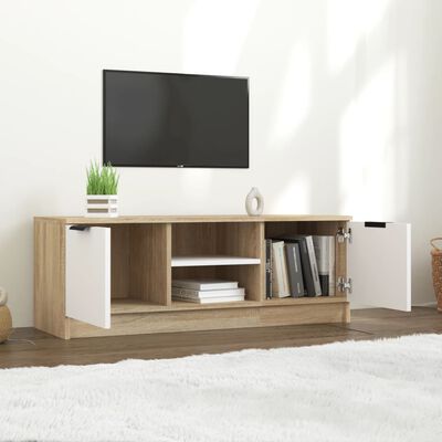 vidaXL fehér és sonoma-tölgy szerelt fa TV-szekrény 102x35x36,5 cm