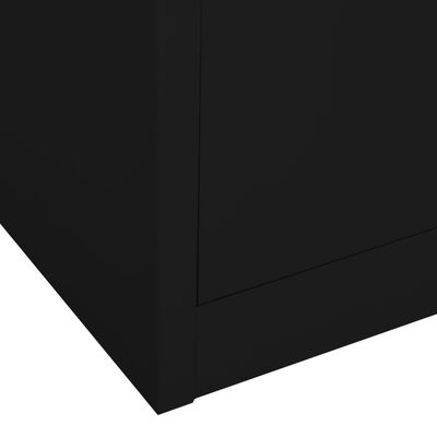 vidaXL fekete acél és edzett üveg irodai szekrény 90 x 40 x 180 cm