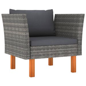 vidaXL polyrattan &eacute;s t&ouml;m&ouml;r eukaliptuszfa kerti kanap&eacute;