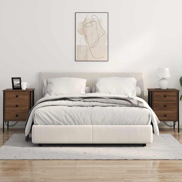 vidaXL &Eacute;jjeliszekr&eacute;ny fi&oacute;kkal Barna T&ouml;lgy 42 x 41 x 61 cm Faanyag