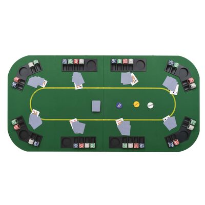 vidaXL 8 személyes, négyszögletes, zöld összecsukható pókerasztallap