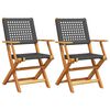 vidaXL 2 db fekete tömör akácfa és polyrattan kerti szék