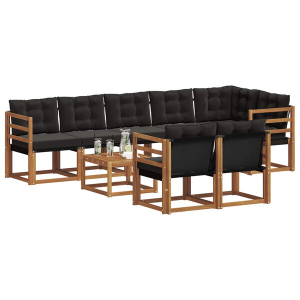 vidaXL K&uuml;lt&eacute;ri kanap&eacute; szett p&aacute;rn&aacute;val 9 pcs Term&eacute;szetes &eacute;s fekete