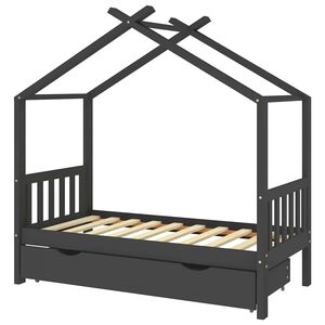 vidaXL s&ouml;t&eacute;tsz&uuml;rke t&ouml;m&ouml;r fenyőfa gyerek&aacute;gykeret fi&oacute;kkal 80 x 160 cm