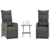 vidaXL 2 db szürke polyrattan dönthető kerti szék asztallal