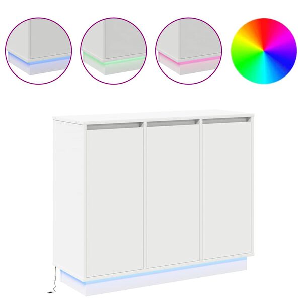 vidaXL LED tálaló LED -es lámpákkal Fehér 90 x 32 x 75 cm Faanyag