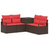 vidaXL Kanap&eacute; Szett 5 db Barna &eacute;s Piros 177 x 177 x 85 cm