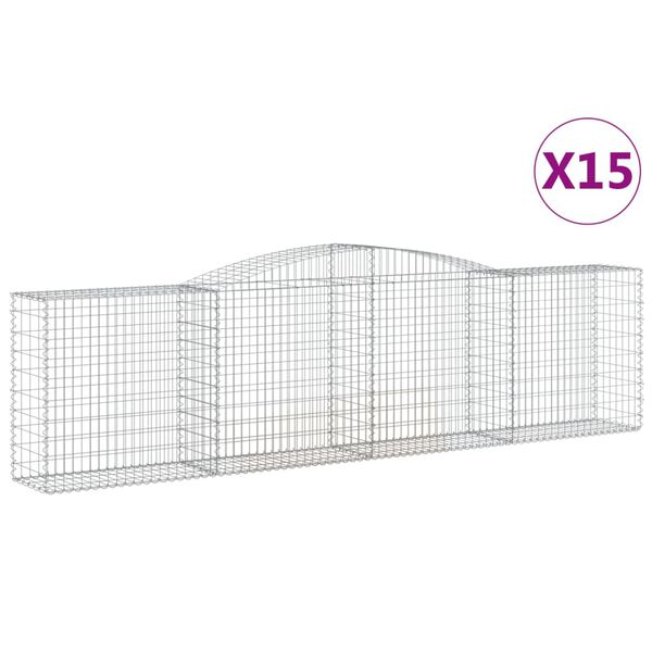 vidaXL 15 db íves horganyzott vas gabion kosár 400x50x100/120 cm