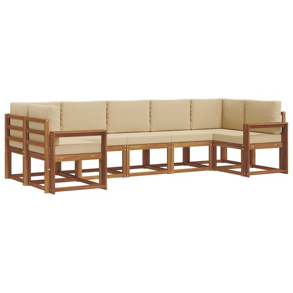 vidaXL K&uuml;lt&eacute;ri kanap&eacute; szett p&aacute;rn&aacute;val 7 pcs Term&eacute;szetes &eacute;s b&eacute;zs