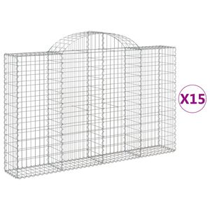 vidaXL 15 db &iacute;ves horganyzott vas gabion kos&aacute;r 200x30x120/140 cm