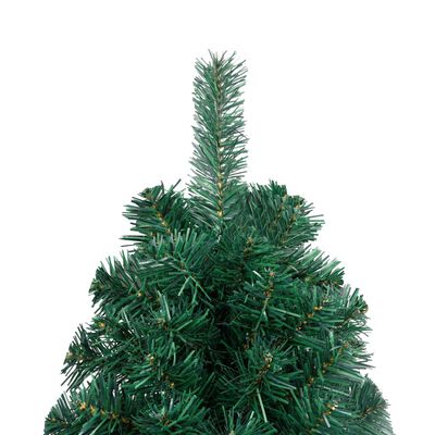 vidaXL zöld PVC megvilágított fél műkarácsonyfa állvánnyal 210 cm