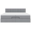 vidaXL Ottomán ágykeret matracokkal Világosszürke 200x200cm szövet