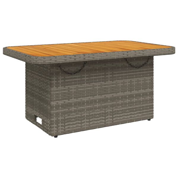 vidaXL szürke polyrattan és akácfa kerti asztal 90 x 55 x 71 cm