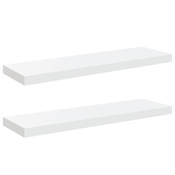 vidaXL 2 db magasf&eacute;nyű feh&eacute;r MDF lebegő fali polc 80 x 23,5 x 3,8 cm