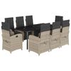 vidaXL 9r&eacute;szes vil&aacute;gossz&uuml;rke polyrattan kerti &eacute;tkezőgarnit&uacute;ra p&aacute;rn&aacute;val