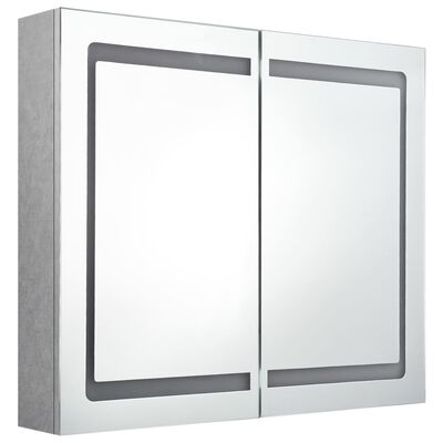 vidaXL betonszürke LED-es tükrös fürdőszobaszekrény 80 x 12 x 68 cm