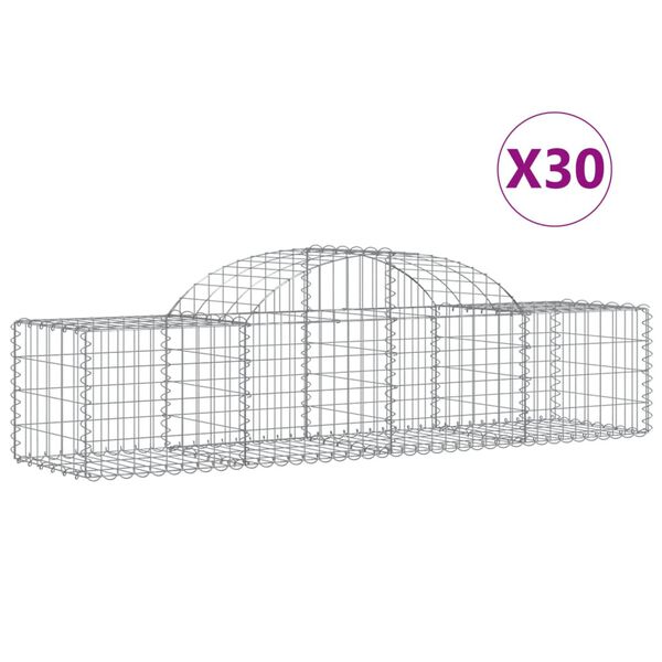 vidaXL 30 db íves horganyzott vas gabion kosár 200x50x40/60 cm