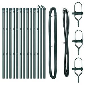 vidaXL Kerítoszlopok 13 pcs Zöld Ø32mm 80 cm Horganyzott acél